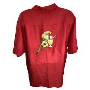 Weekender Casual Lifestyle Red Embroidered Bird Shirt Short Sleeve Size XL